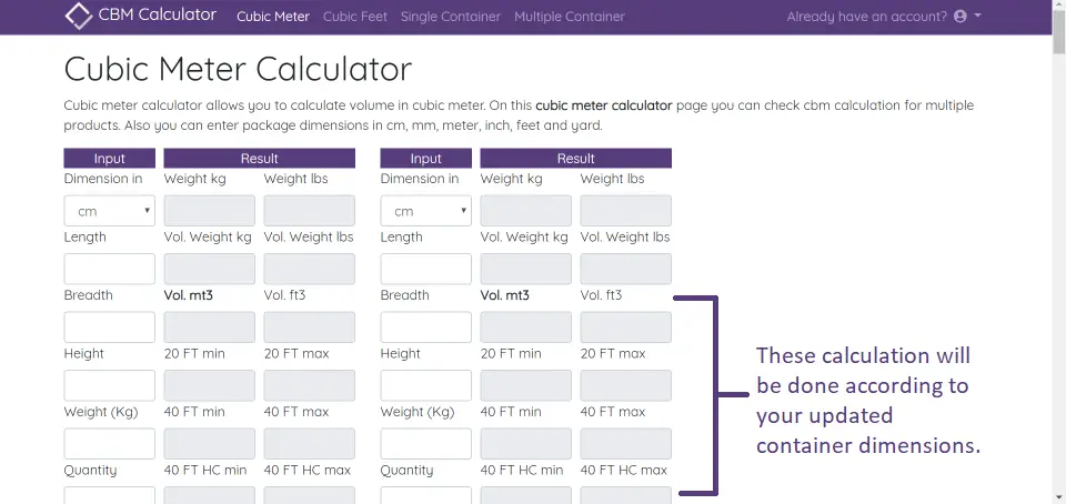 Cbm calculator cm hotsell